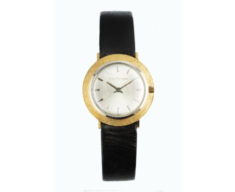 A GENTLEMAN'S WRISTWATCH BY GIRARD-PERREGAUX, the circular silvered dial with baton markers, to a jewelled manual movement nu