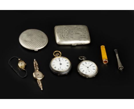 A LADY'S 9CT GOLD BRACELET WATCH, with expanding baton-link bracelet, a lady's 18ct gold cased wristwatch, the dial and movem