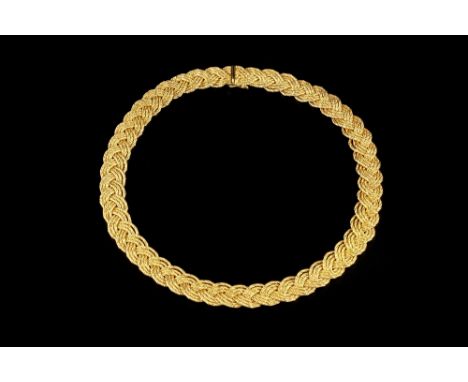 AN 18CT GOLD FANCY-LINK COLLAR NECKLACE BY TIFFANY &amp; CO, of plaited ropetwist design, signed Tiffany &amp; Co, with Londo