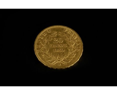 A NAPOLEON III 20 FRANCS GOLD COIN, dated 1860 