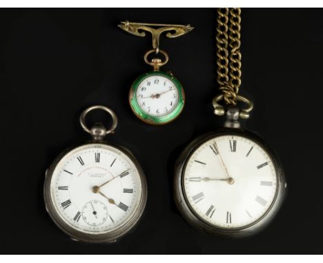 A WILLIAM IV SILVER PAIR CASE POCKET WATCH, the white enamel dial with Roman numerals and outer minute scale, to a key wind v