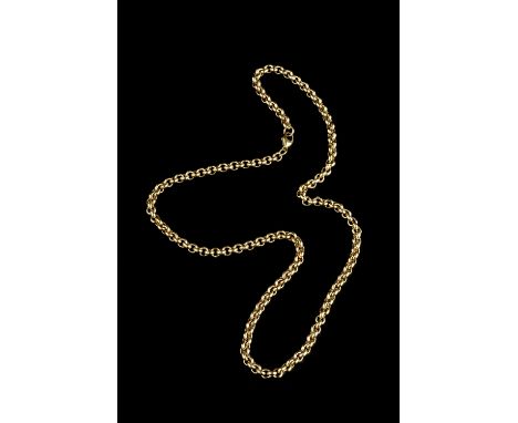 A 9CT GOLD BELCHER-LINK CHAIN, length 54cm