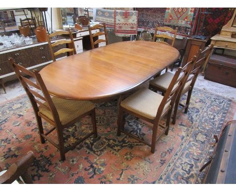 Ercol extending table with 6 ladder back chairs