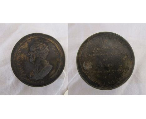 Early 19C bronze snuff box depicting Charles Fox the British Whig statesman
