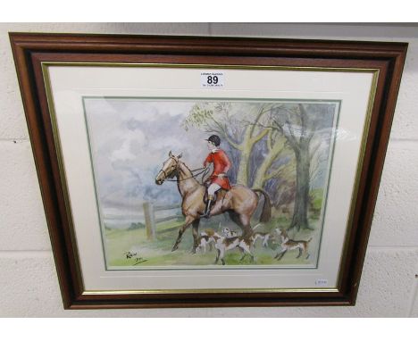 Watercolour - Hunting scene signed Robin 1971
