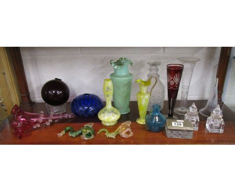 Shelf of glass to include Victorian examples