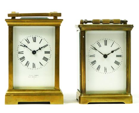 An early 20th century French carriage clock, enamelled dial, roman numerals, with 8 day movement, stamped 'Made In France', 1