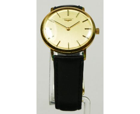 Longines, a gilt metal manual wind gentleman's wristwatch, 34mm 