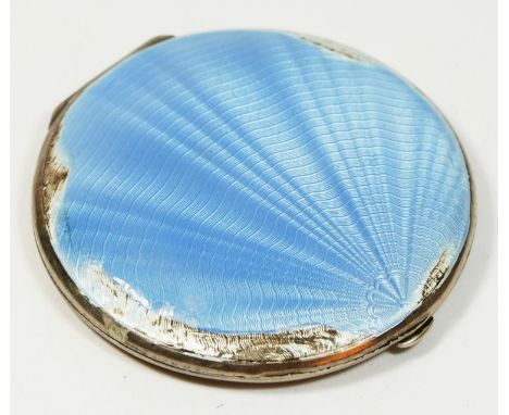 A silver and guilloche pale blue enamel compact, AF 