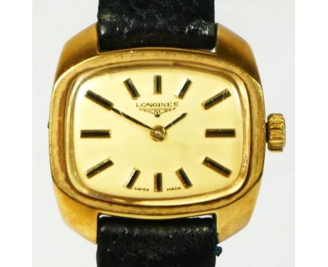 Longines, a gold plated manual wind ladies wristwatch, 23mm 