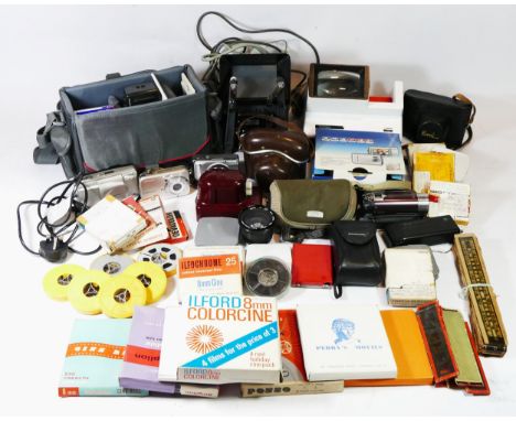 A collection of cameras and accessories, to include a 35mm Olympus A2-330 Super Zoom, a Zeiss Ikon Contina L, a Emik 35, comp