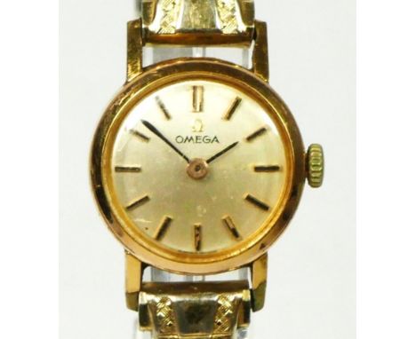 Omega, a gold plated manual wind ladies wristwatch, 18mm 