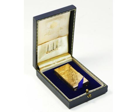 Dunhill 70, a gold plated Rollagas lighter, original case 