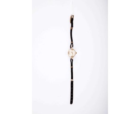 An Omega 9ct yellow gold cocktail watch, fitted manual wind movement, on cord strap. 
