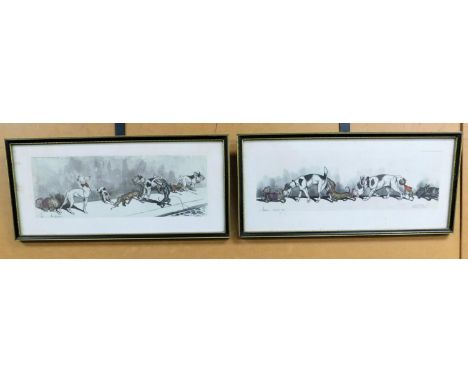 After Le Ticheun. Two signed prints of cartoon dogs, framed.N.B. This lot is sold on behalf of the Rotary Club of Grantham.