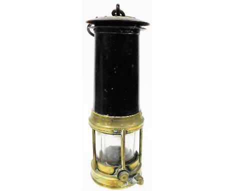 A converted miners lamp, with central trademark Barton's patent lighter section, numbered to glass 4171, with applied black t