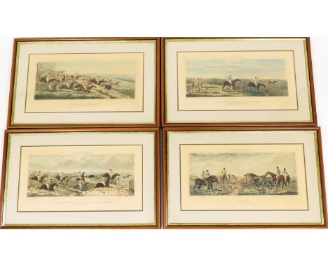 After John Dean Paul. Leicestershire, A Struggle for The Start print and other hunting prints, 25cm x 59cm. (set of 4)