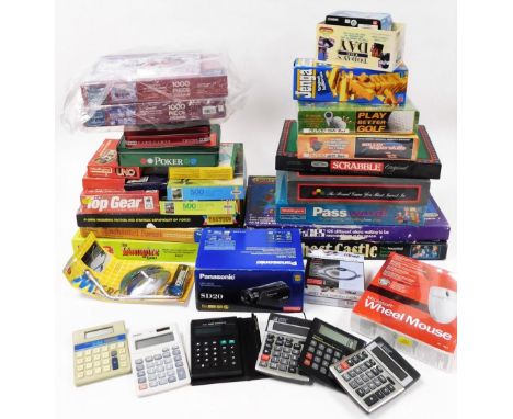 Various toys and games, to include Better Golf DVD gift set, Soccer Super Skills, Scrabble, Jenga, Uno, Top Gear Christmas ji