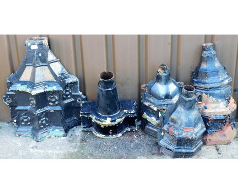 Various cast iron and other drain hoppers, an elaborate star shaped corner hopper 64cm high, etc. (a quantity) 