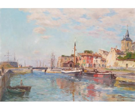 Edmond Marie Petitjean (French 1844-1925) View of a French Port Signed Oil on canvas 46 x 65cm Provenance: M. Newman Fine Art