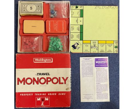 Travel Monopoly by Waddingtons (Parker Bros Inc) 1972 for 2 6 players ages 8 to Adult (Short Game) 4 x player tokens signs of