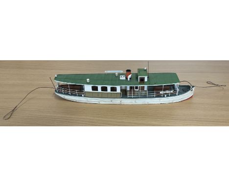 Model Passenger Boat Christine by unknown manufacturer, complete with mooring ropes some ageing good conditionWe combine post