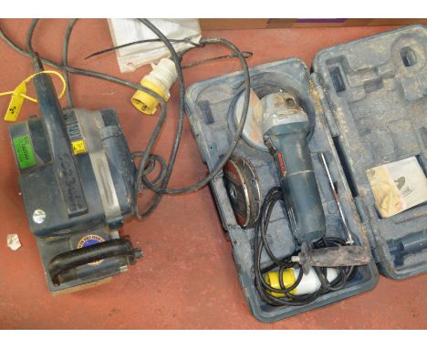 POLICE > Bosch 110volt angle grinder and a Bosch 110volt belt sander. [NO RESERVE] [VAT ON HAMMER PRICE]