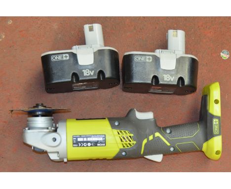 POLICE > Ryobi angle grinder with two batteries. [NO RESERVE] [VAT ON HAMMER PRICE]
