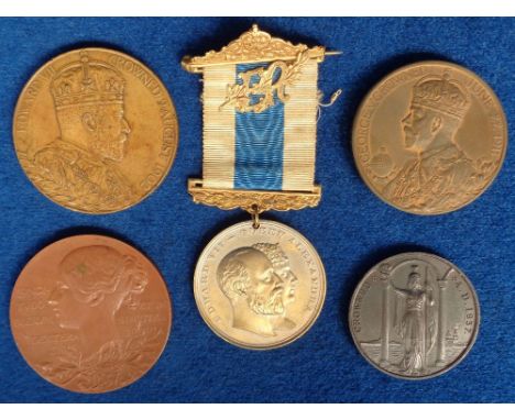 Bronze Royalty Medallions, 1897 Victoria Diamond Jubilee (55mm), 1902 Edward VII Coronation (55mm), 1902 Edward VII Coronatio