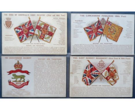 Postcards, Military, a Gale &amp; Polden History and Traditions selection of 4 cards showing regimental badges (Leicestershir