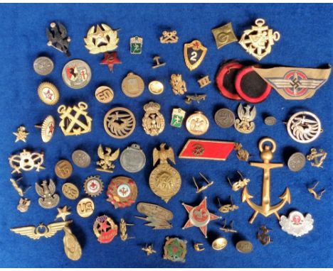 Militaria, Badges, a mixed nationality collection of military badges to include sterling silver WW2 US Army Air Force Navigat