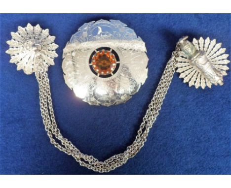 Plaid Brooch, 'The Cameronians' Scottish Rifles, a Scottish Pipe-Major's modern white metal plaid brooch engraved with regime