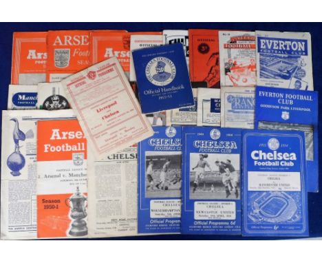 Football programmes, selection, 1948/49 to 1953/4, 26 programmes inc. Chelsea v Wolves, Newcastle both 49/50, Tottenham v Che