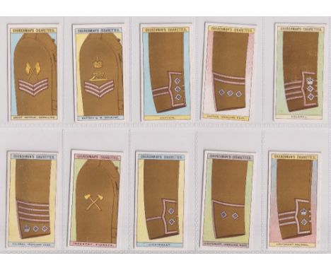 Cigarette cards, Churchman's, Army Badges of Rank (set, 25 cards) (vg)