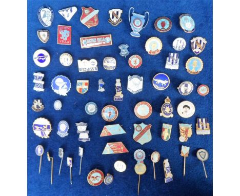 Football badges, a collection of 60 enamel badges, 1970/80's, all for Midland teams, Leicester (6), Aston Villa (18), Birming