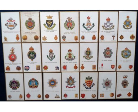 Postcards, Military, the full set of Gale &amp; Polden Regimental Badges numbered from 1610-1728 inclusive &amp; with a few v