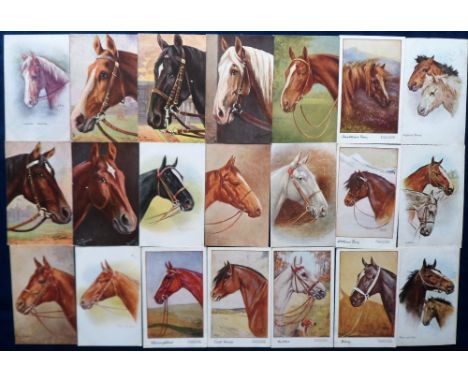 Postcards, a collection of approx. 79 cards of horses, horses heads, horses with dogs. Famous racehorses set of 6 published b