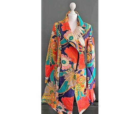 Fashion, a 1970s style psychedelic print long jacket. Approx. size 10/12 (gd) 