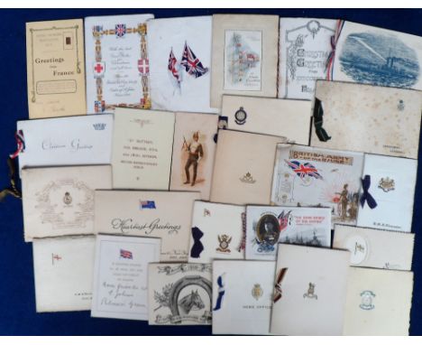 Greeting Cards, Military, opening greetings cards, mainly Christmas, inc. Observer Corps, 1/5 Warwickshire Transport 1918, H.
