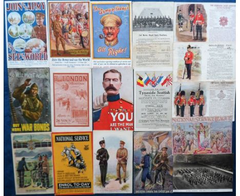 Postcards, a collection of approx. 25 Army Recruitment poster advertising cards, inc. King Edwards horse (David Allen), Royal