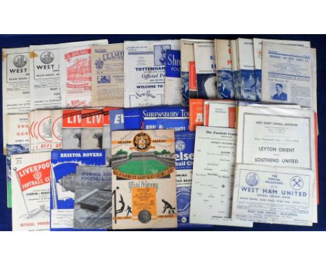 Football programmes, a collection of 70+ 1950/60's programmes including Shrewsbury v Walsall 51/52, West Ham Res v Portsmouth