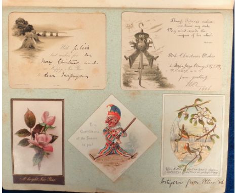 Ephemera, Scrapbooks, 2 good vintage scrapbooks dated 1887 and 1901, containing a mix of die-cut, many chromos, scraps, dogs,