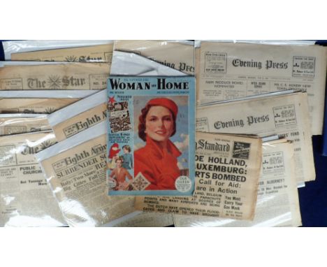 Ephemera, a collection of approx. 80 items, mainly WW2 newspapers The Star, Daily Mirror, Evening Press etc. (to include a fe
