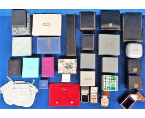 Jewellery Boxes and Pouches, a collection of boxes etc. to include early 3 20thC ring boxes, Asprey, Mulberry, Vivienne Westw