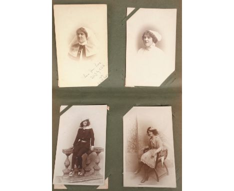 Postcards, Social History, an RP selection of approx. 97 cards in vintage album, mostly family portraits, Sunday best, fancy 