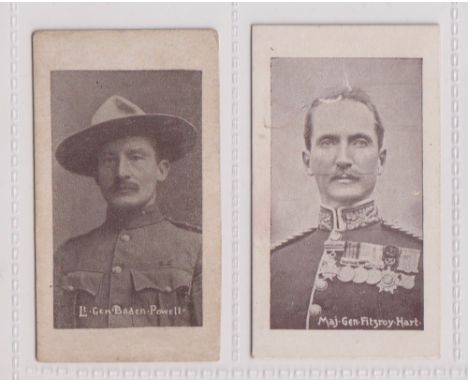 Cigarette cards, Churchman's, Boer War Generals CLAM (Brown), two cards, Lt. Gen. Baden-Powell (slight age toning) &amp; Maj.