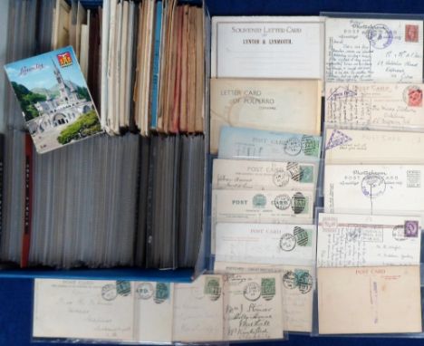 Postcards, a postmark selection of approx. 400 cards inc. foreign, duplex, rackets, single ring, square circles, paquebot, st