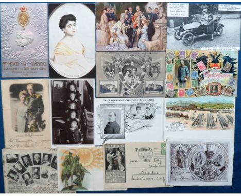 Postcards, Royalty, a mix of 14 early cards, mainly European Royalty, inc. Gruss Aus style President McKinley and Queen of Sp