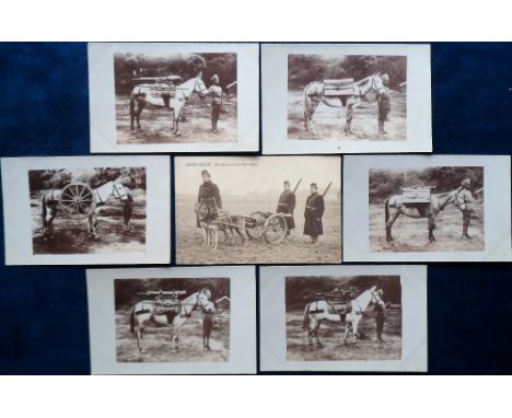 Postcards, Military, a selection of 7 cards with 6 RPs showing a horse carrying dismantled parts of a gun (or guns) for the I