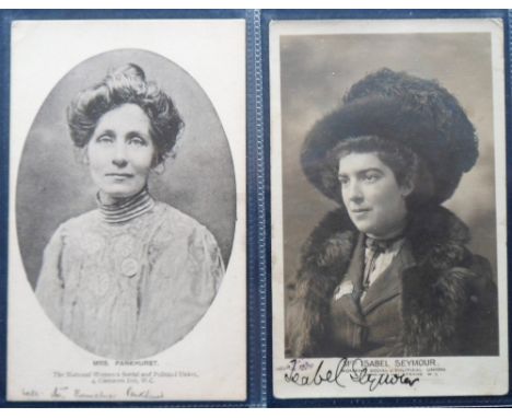 Postcards, Suffragette, a portrait of Miss Isabel Seymour, Women's Social and Political Union, signed at bottom of card. Also
